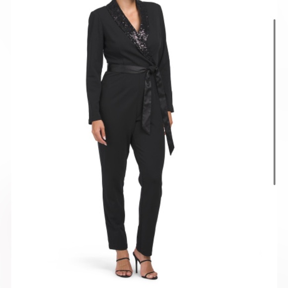 Adrianna Papell | Pants & Jumpsuits | Adrianna Papell Black Long Sleeve ...